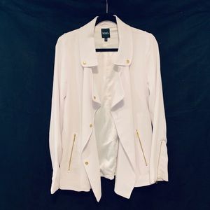 White XOXO Texture Jacket w/ Gold Zipper